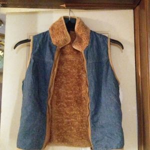 Wool lined denim vest